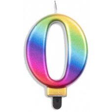 (image for) Jumbo Number 0 Candle Rainbow - Click Image to Close
